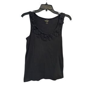 Kate Spade New York Black Sleeveless Floral Flower Tank Top Medium